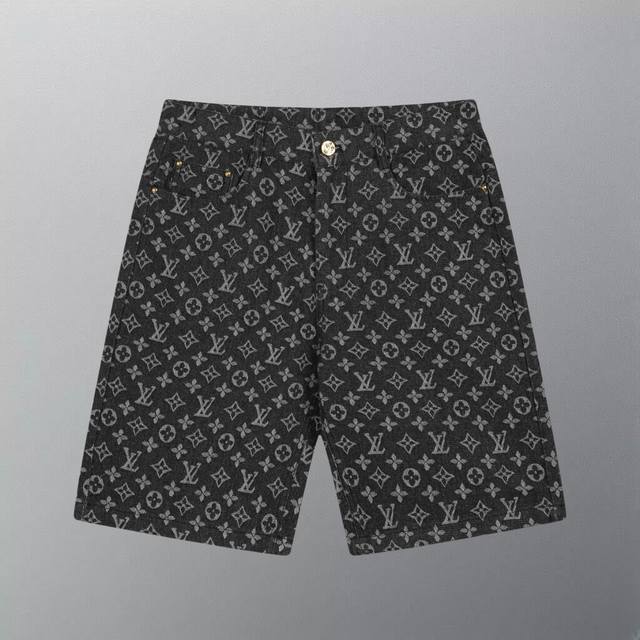 High version Lv Louis Vuitton dark pattern old flower full print jacquard denim