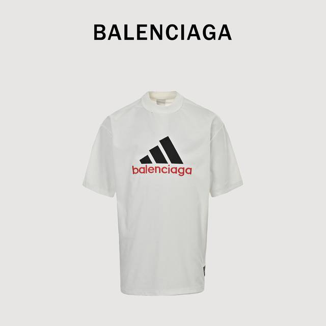 Embroidery style Adidas & Balenciaga joint embroidered short-sleeved T-shirt Of