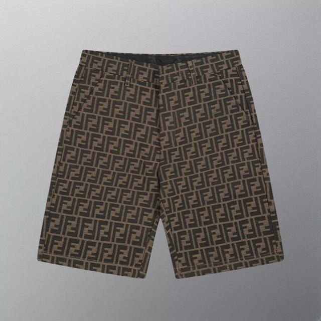 high version Fendi Fendi jacquard Ff old flower full print shorts Custom-made d