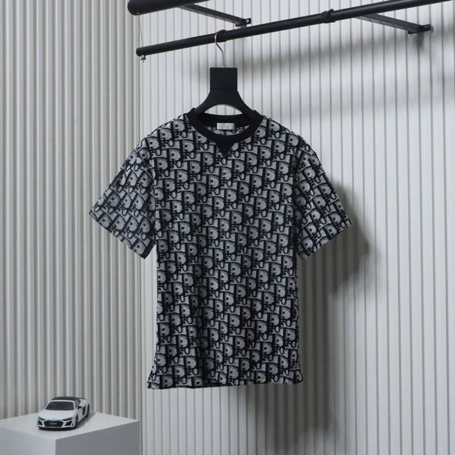 Dior 25Ss full-printed Cd old flower jacquard towel short-sleeved T-shirt was or