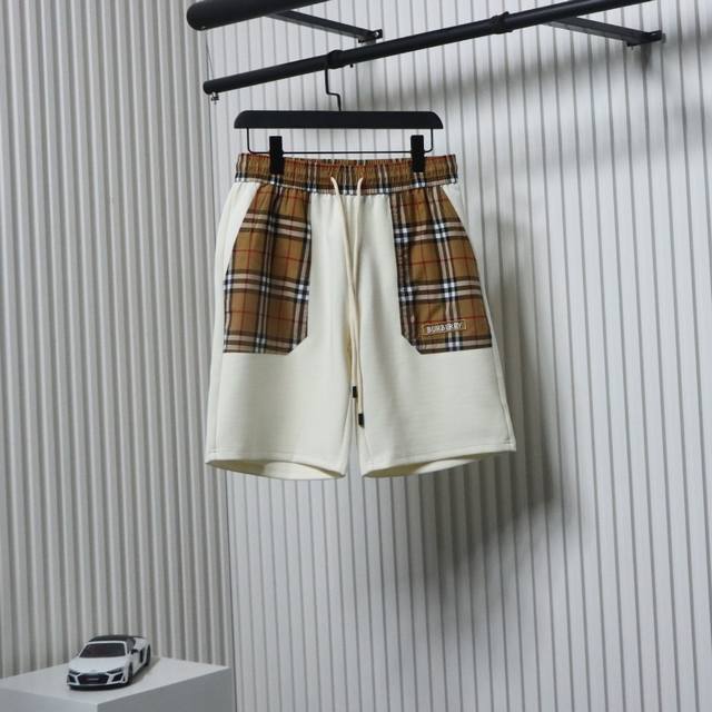 Burberry 25Ss Check Pocket Stitching Letter Logo Embroidered Shorts 2025 New Pro