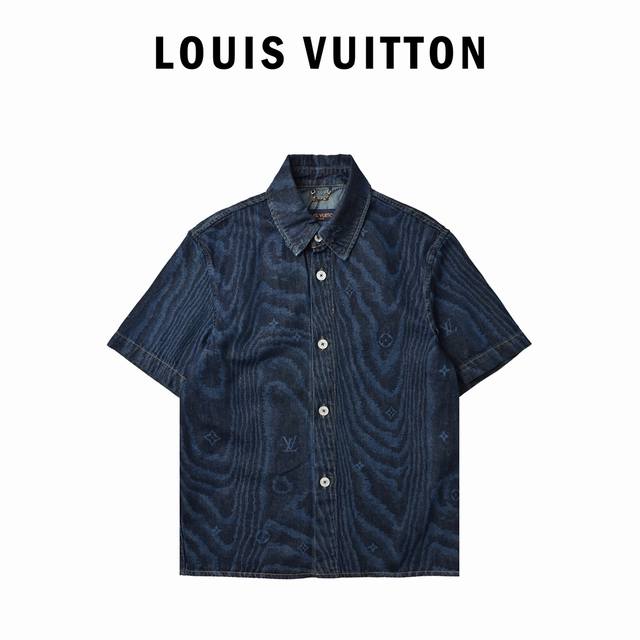 Louis Vuitton Louis Vuitton wooden wheel pattern denim short-sleeved shirt Today