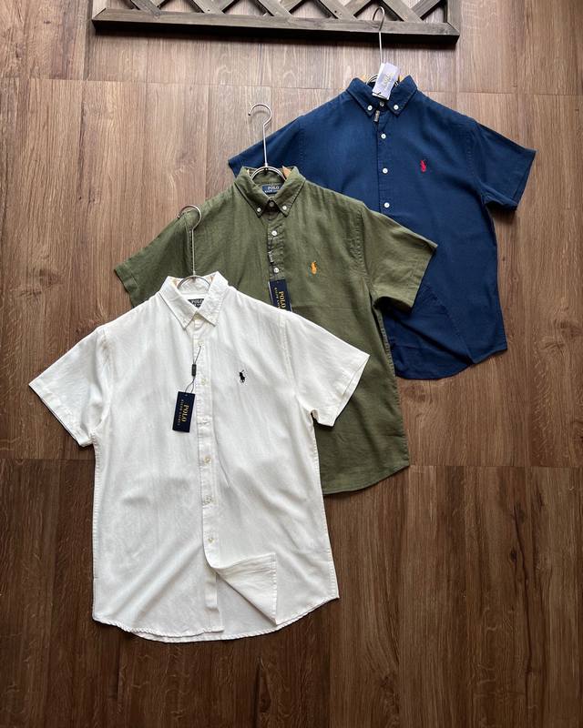 Ralph Lauren Men's Classic Short-sleeved Cotton and Linen Shirt Rl16598 Linen an