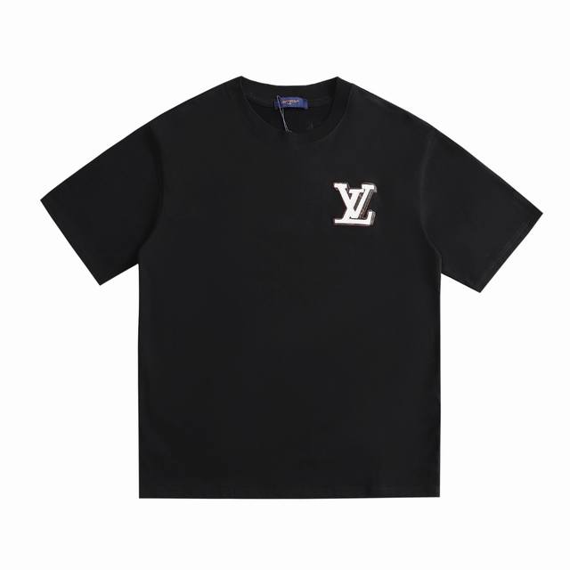 New arrivalHigh versionLouis Vuitton 1V classic Logo leather label short-sleeved