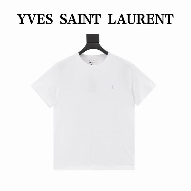Ysl classic small logo embroidered short-sleeved T-shirt classic all-match Tee,
