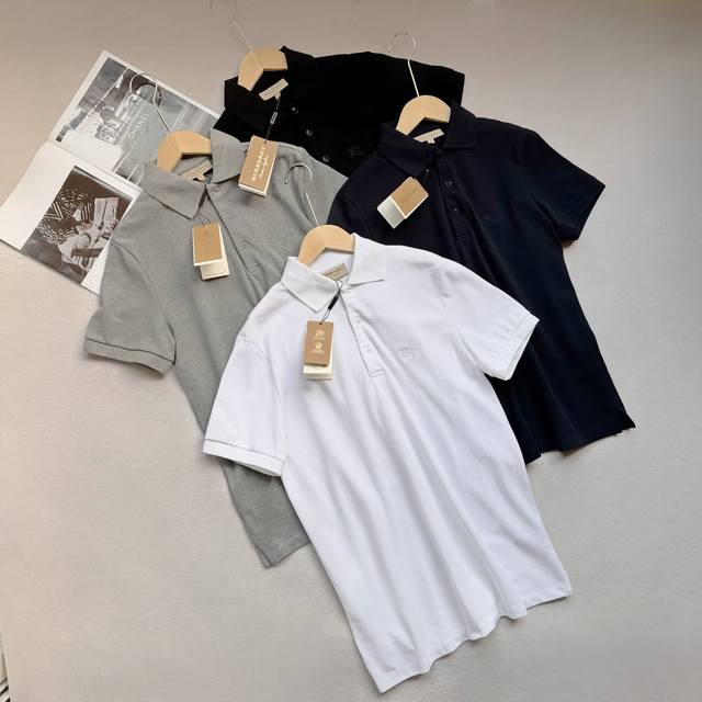 Burberry 2025 new men's and women's casual simple commuting straight Polo shirt,