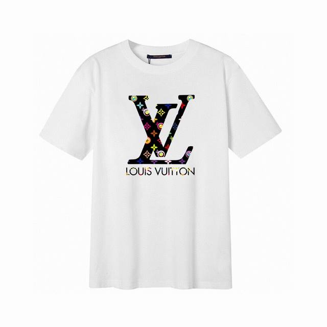 Lv new short-sleeved T-shirt with big letters, simple design looks very generous