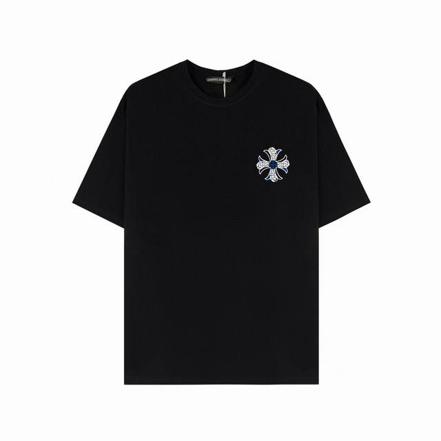Crosby's round cross flower personality short-sleeved T-shirt, the simple desig