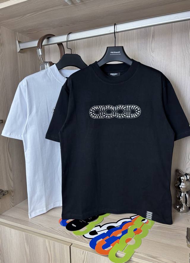 Style number: G2729 Goodbrand pearl sequin hot diamond letter short-sleeved T-s