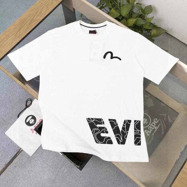 Style number: Ws2406 High version 2025 new Evisu Fushen hem letter pattern prin