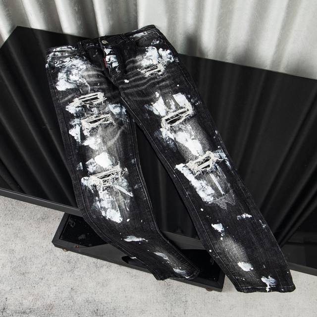 Style number: G2724 D2 new slim fit light luxury washed ink-splashed jeans Colo