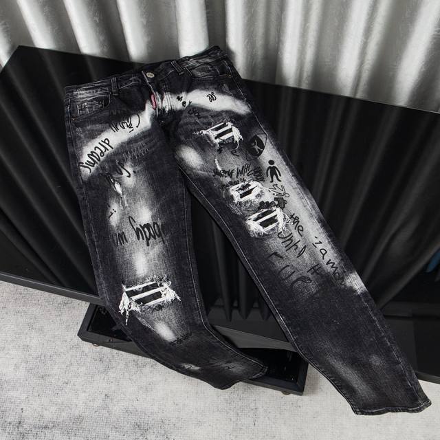 Style number: G2723 D2 three little men new washed damaged jeans Color: Black F