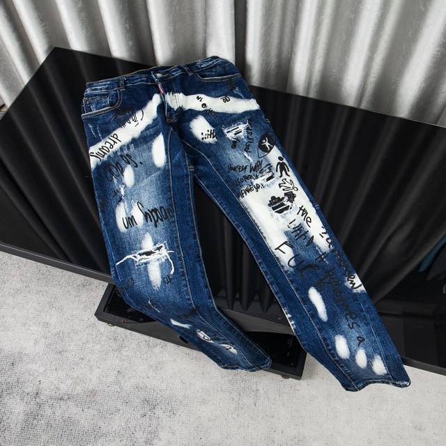 Style number: G2720 D2 new three-person slim light luxury washed ink-splashed j