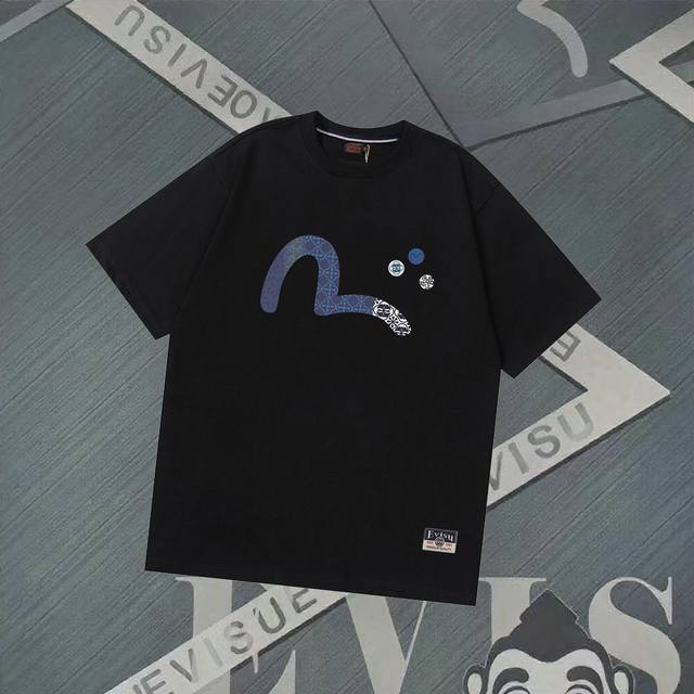 G2801 Evisu Fushen - New style small seagull print short sleeve embroidered edge