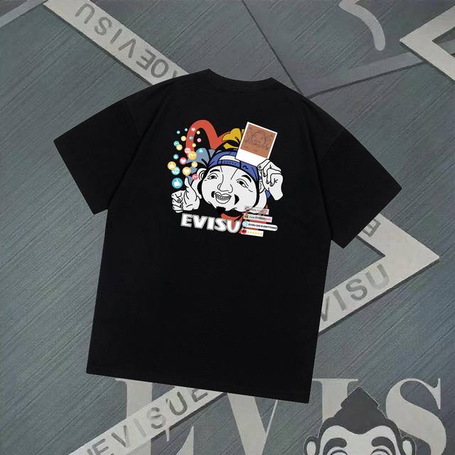G2815 Evisu Fushen - New Buddha head and seagull print short sleeves casual loos