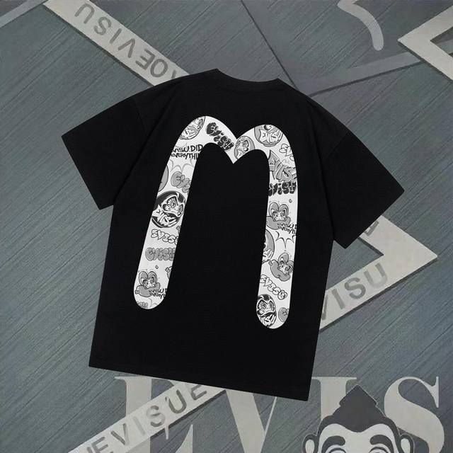 G2813 Evisu Fushen - New large M printed letter short sleeves casual loose coupl