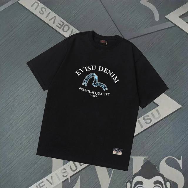 G2826 Evisu Fushen - New Letter Seagull Print Short Sleeve Casual Loose Couple S
