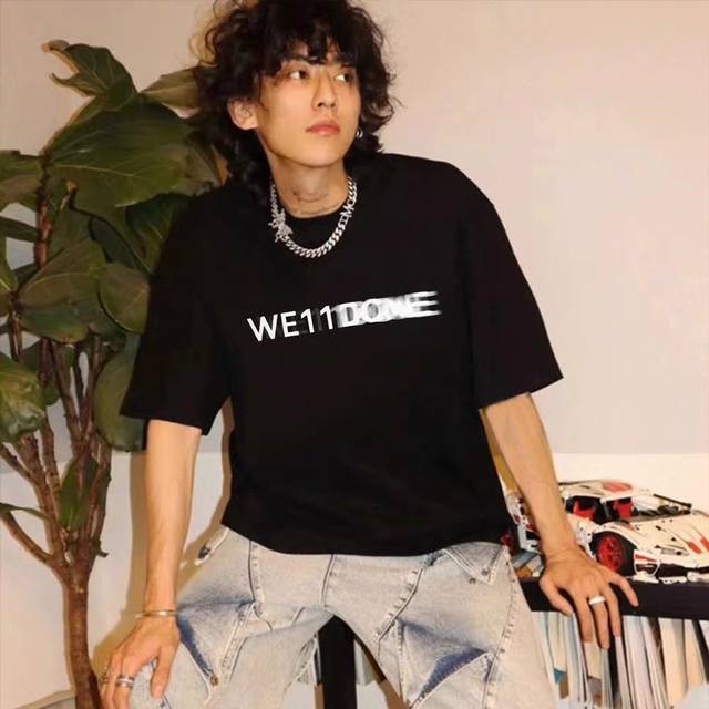 G2705# We11Done -25Ss Wd new high-end gradient letter print short-sleeved T-shir