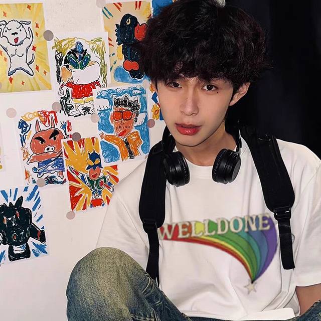 G2701 #We11Done -25Ss new good luck rainbow printed letter short-sleeved T-shirt