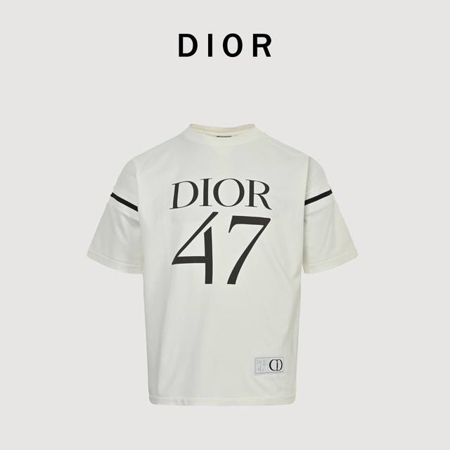 Dior 25Ss Cd47 letter printed short sleeves The fabric is made of 21-count doubl