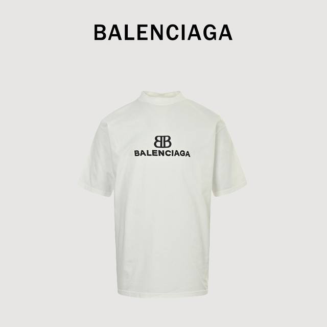 Balenciaga Bb front and back embroidery pullover short sleeve loose version unis