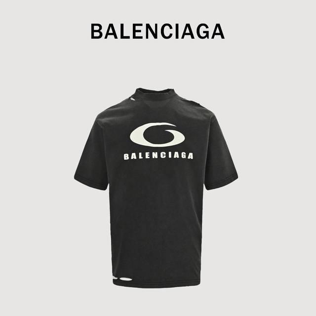 Balenciaga made torn circular sports logo sponge bubble printing washable pullo