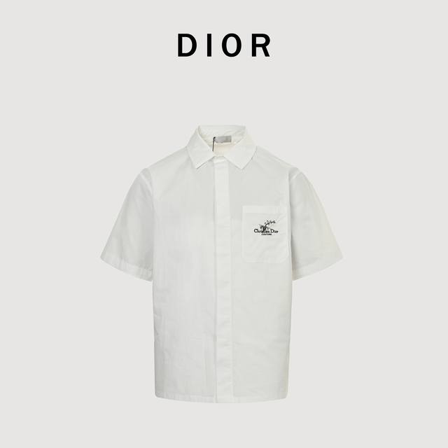 Dior 25Ss Lily of the Valley embroidered short-sleeved shirt Dior new cotton pop
