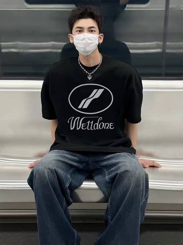 G2686 We11Done -25Ss new reflective print short-sleeved T-shirt for men and wome