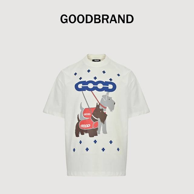 Goodbrand Good Cross Embroidered Schnauzer Print Short Sleeve T-shirt Unisex 350