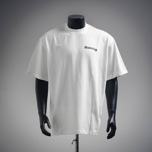 BalenciagaBlcg 24Ss Graffiti small letters printed short-sleeved T-shirt Officia