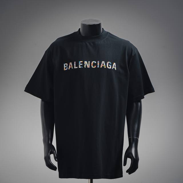 Balenciaga 25Ss sunflower craft glued short-sleeved T-shirt Made of 32-count dou