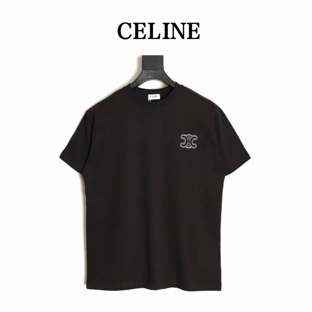 Celine Celine 25Ss patch embroidered short-sleeved T-shirt Customized 280g cotto