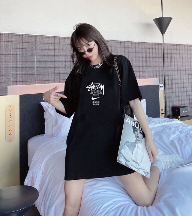 New arrival! Stussynike co-branded couple round neck short-sleeved T-shirt, the