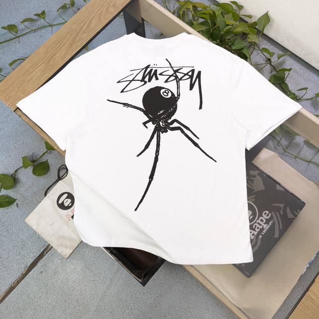 Style number: Bm174 2025 new Stussy No. 8 spider pattern letter logo print casu