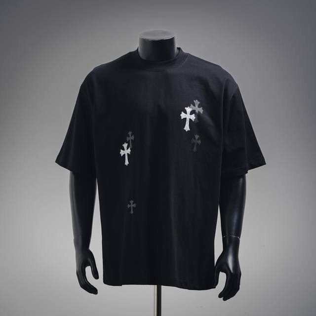 Chrome Hearts Chrome Hearts 25Ss leather label cross short-sleeved T-shirt Loose