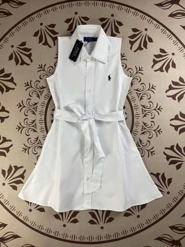 Style No.: T27 Ralph Lauren Sleeveless Cotton Oxford Shirt Dress White Size: M-
