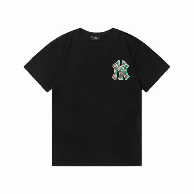 New High version Mlb square logo short sleeve Retro old flower three-dimensiona