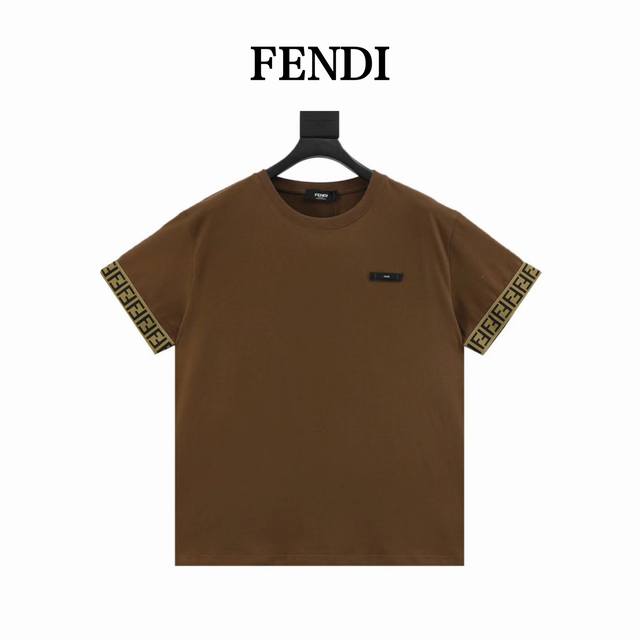 Fendi Fendi rubber strip logo ribbon short-sleeved T-shirt Custom-dyed new cotto