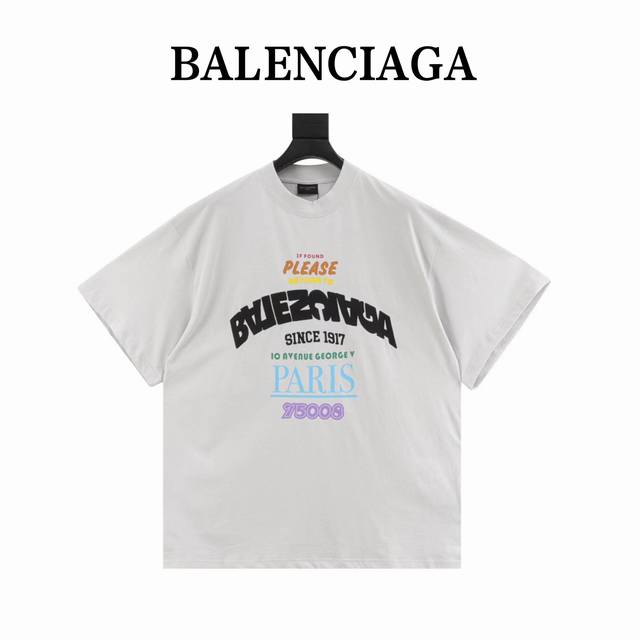 Balenciaga Paris Balenciaga letter print round neck short sleeves uses 24S doubl