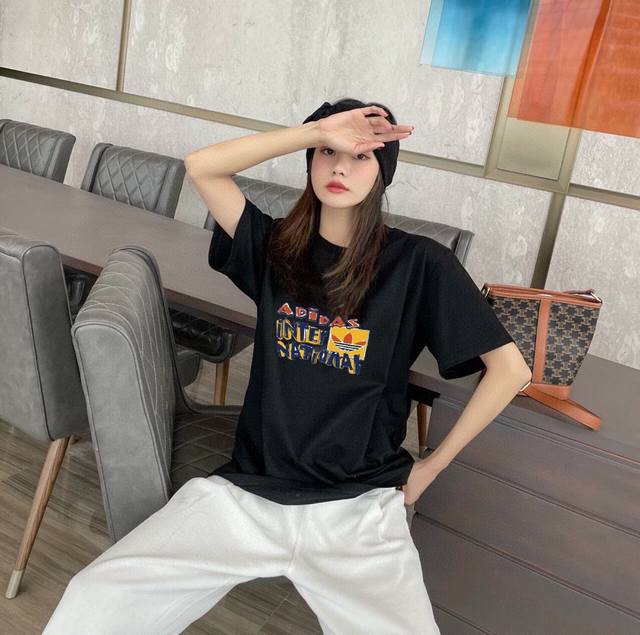 New arrival! Super eye-catching! Adidas Trefoil couple round neck short-sleeved
