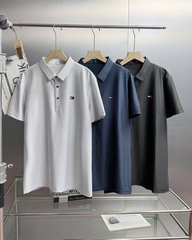 Tommy Tommy High Elastic Ice Silk Summer Men's Short Sleeve T-shirt Business Str
