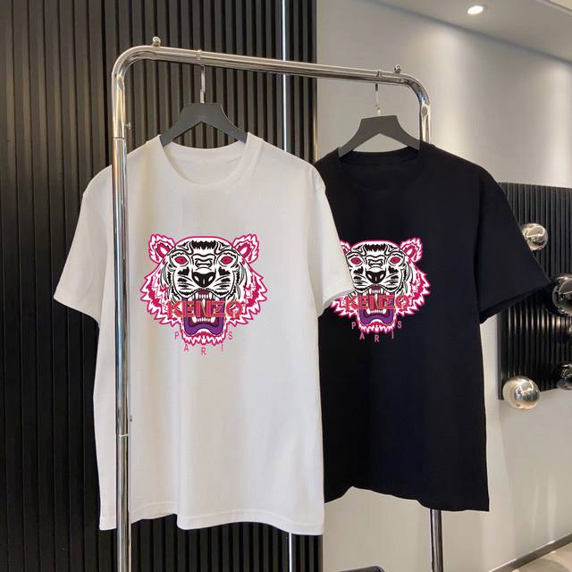 New arrival!!! Classic tiger head logo print, casual loose couple short-sleeved