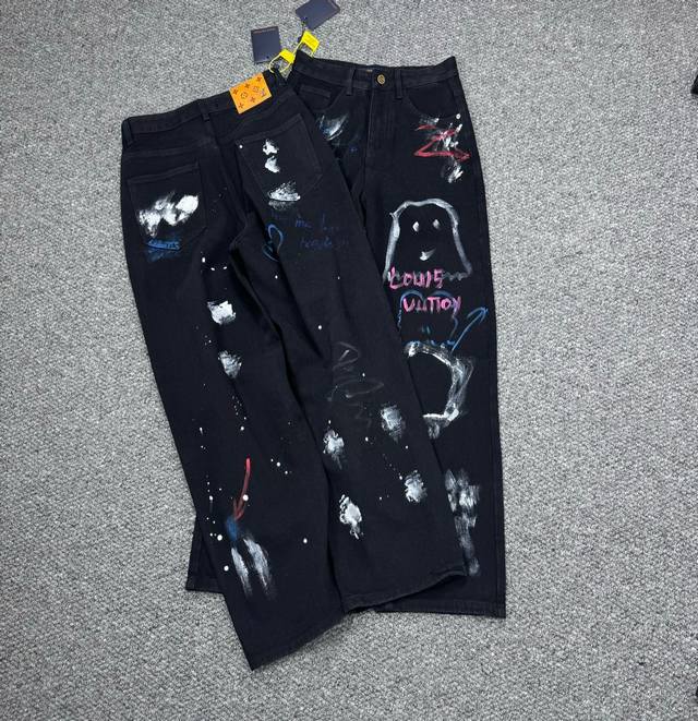 Style number: H785 Louis Vuitton & Louis Vuitton 25Ss retro graffiti custom jea
