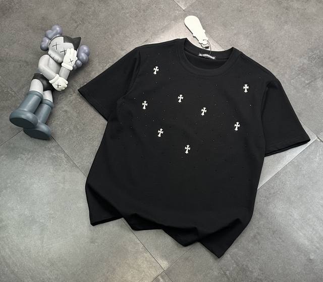 Trendy Chromehearts Chromehearts Starry Sky Round Neck Short Sleeve T-shirt! DD