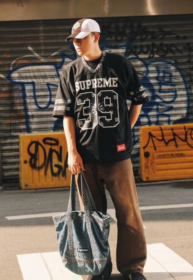 Supreme Ss25 Week14 Bandana Football Jersey Logo Cashew flower element print pat