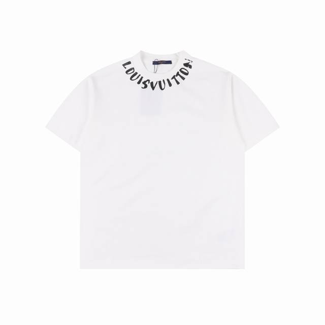 Louis Vuitton 25Ss collar logo chain logo offset round neck short sleeve T-shirt