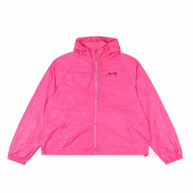 Stussy Stussy retro pleated coat sunscreen zipper hooded jacket skin coat Soft s