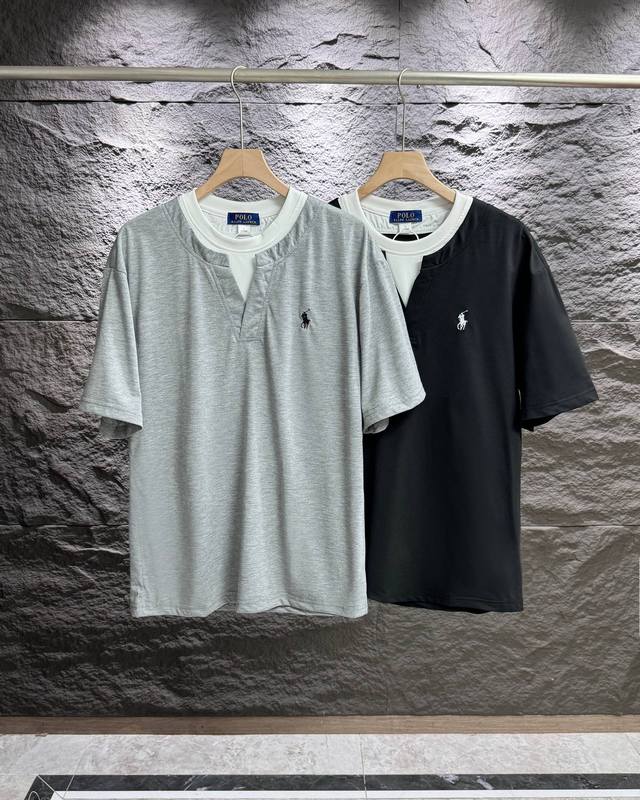 for American classic fake two-piece embroidery Ralph Lauren mercerized cotton y