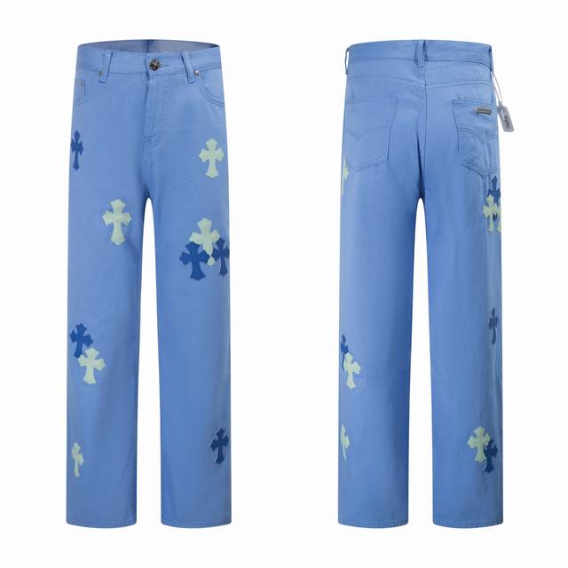 Style No.: H912 Chrome Hearts Ch co-branded Drak Miami light pink jeans exudes