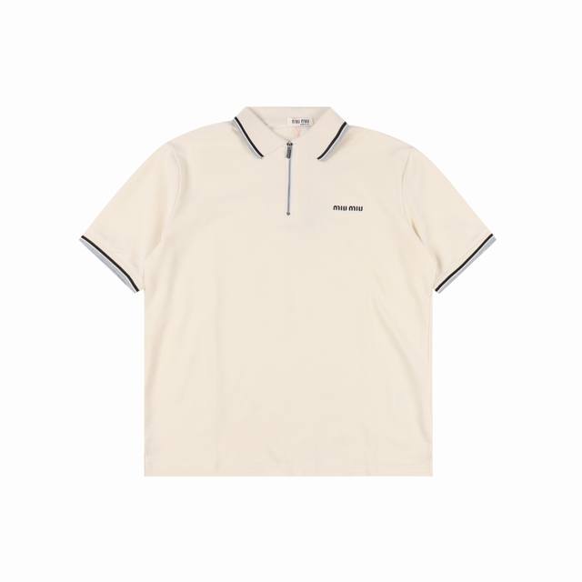 Miumiu Miu Miu 25Ss Half-zip Logo Letter Embroidered Short-sleeved Polo Shirt Cu